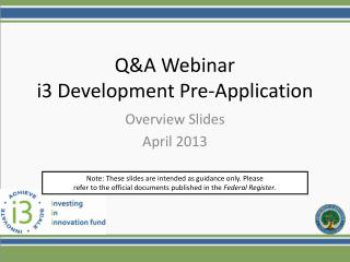 Q&amp;A Webinar i3 Development Pre-Application