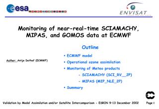 Monitoring of near-real-time SCIAMACHY, MIPAS, and GOMOS data at ECMWF
