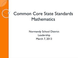 Common Core State Standards Mathematics