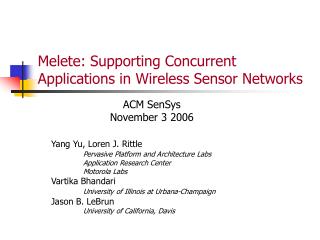 Melete: Supporting Concurrent Applications in Wireless Sensor Networks