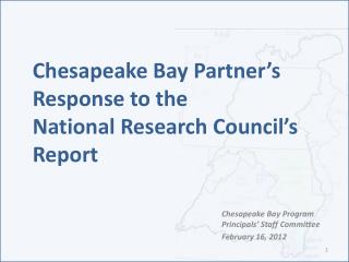 Chesapeake Bay Partner’s Response to the National Research Council’s Report