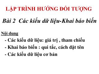 LẬP TRÌNH HƯỚNG ĐỐI TƯỢNG