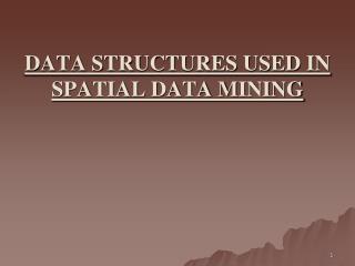 DATA STRUCTURES USED IN SPATIAL DATA MINING