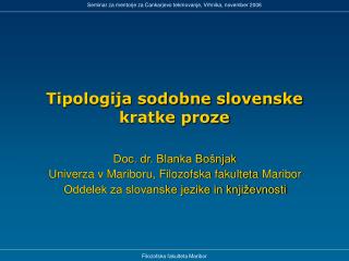 Tipologija sodobne slovenske kratke proze