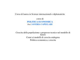 Crescita della popolazione e progresso tecnico nel modello di Solow