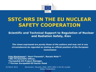 SSTC-NRS IN THE EU NUCLEAR SAFETY COOPERATION
