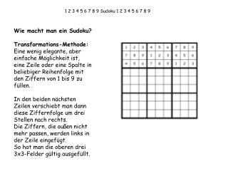 1 2 3 4 5 6 7 8 9 Sudoku 1 2 3 4 5 6 7 8 9