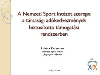 A Nemzeti Sport Intézet szerepe a társasági adókedvezmények biztosította támogatási rendszerben