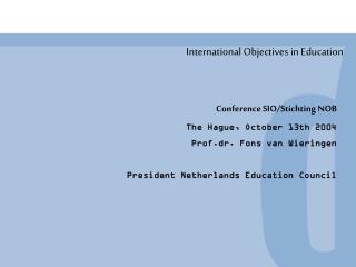 International Objectives in Education