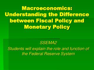 Macroeconomics: Understanding the Difference between Fiscal Policy and Monetary Policy