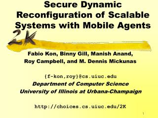 Secure Dynamic Reconfiguration of Scalable Systems with Mobile Agents