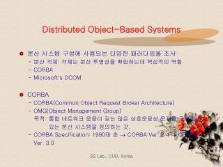 Distributed Object-Based Systems