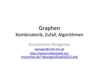 Graphen Kombinatorik, Zufall, Algorithmen