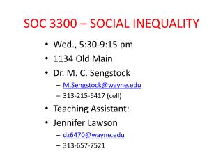 SOC 3300 – SOCIAL INEQUALITY