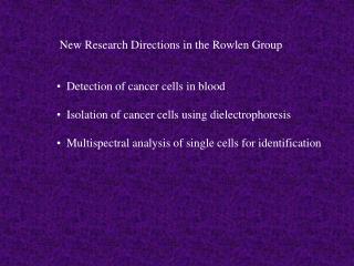 New Research Directions in the Rowlen Group