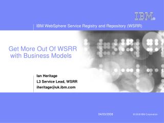Get More Out Of WSRR with Business Models