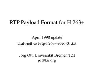 RTP Payload Format for H.263+