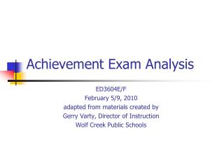 Achievement Exam Analysis