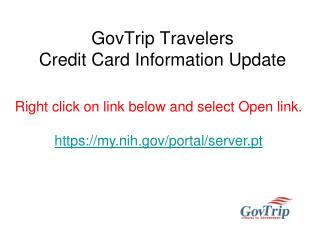 GovTrip Travelers Credit Card Information Update