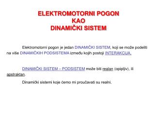 ELEKTROMOTORNI POGON KAO DINAMIČKI SISTEM