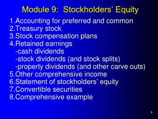 Module 9: Stockholders’ Equity