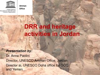 DRR and heritage activities in Jordan