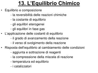 13. L’Equilibrio Chimico