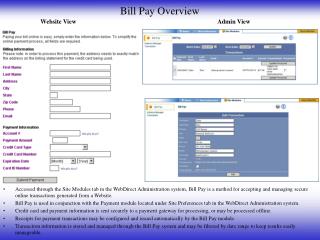 Bill Pay Overview