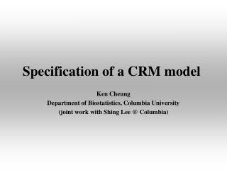 Specification of a CRM model