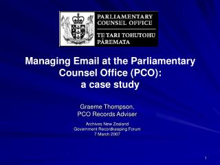 Managing Email at the Parliamentary Counsel Office (PCO): a case study