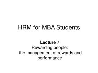 HRM for MBA Students