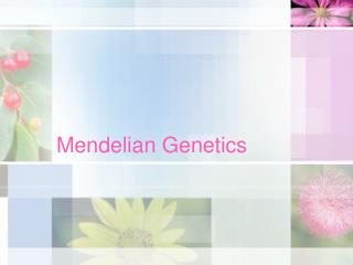 Mendelian Genetics