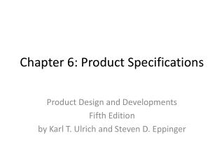 Chapter 6: Product Specifications