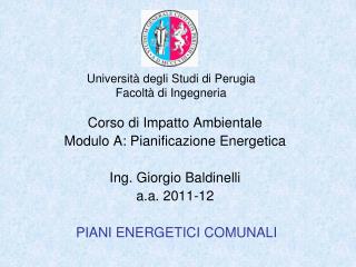 Università degli Studi di Perugia Facoltà di Ingegneria