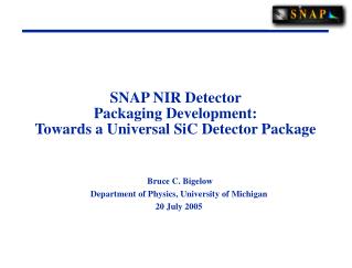 SNAP NIR Detector Packaging Development: Towards a Universal SiC Detector Package