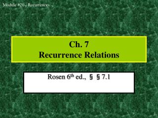 Ch. 7 Recurrence Relations