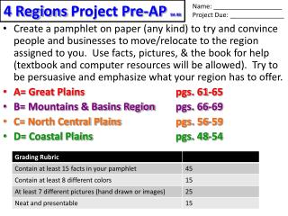 4 Regions Project Pre-AP 9A 9B