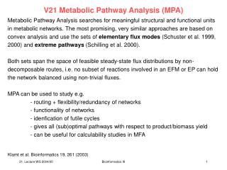 V21 Metabolic Pathway Analysis (MPA)