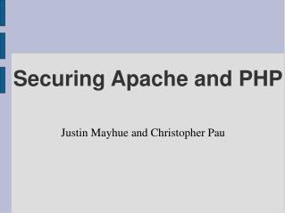 Securing Apache and PHP