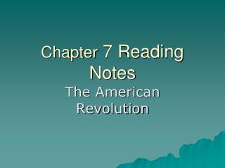 Chapter 7 Reading Notes