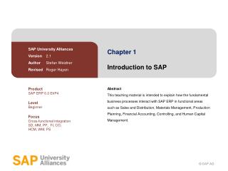 Chapter 1 Introduction to SAP