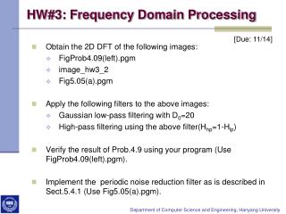 HW#3: Frequency Domain Processing