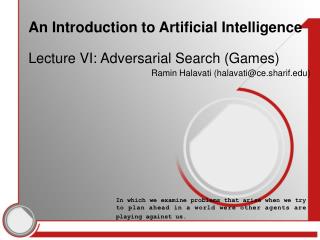 An Introduction to Artificial Intelligence