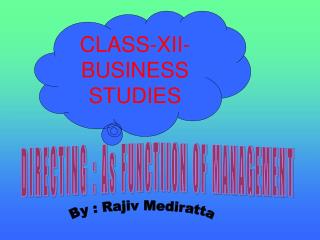 CLASS-XII-BUSINESS STUDIES