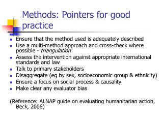Methods: Pointers for good practice