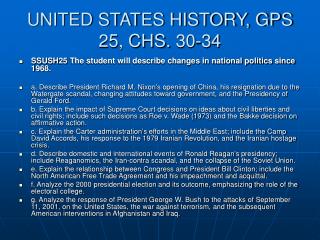 UNITED STATES HISTORY, GPS 25, CHS. 30-34