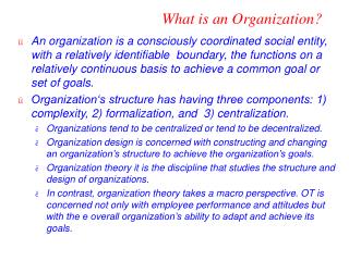 What is an Organization?