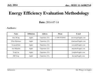 Energy Efficiency Evaluation Methodology