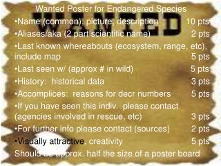 Wanted Poster for Endangered Species