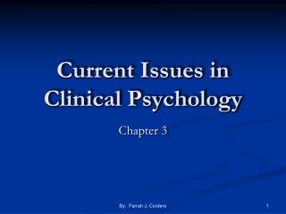 Current Issues in Clinical Psychology